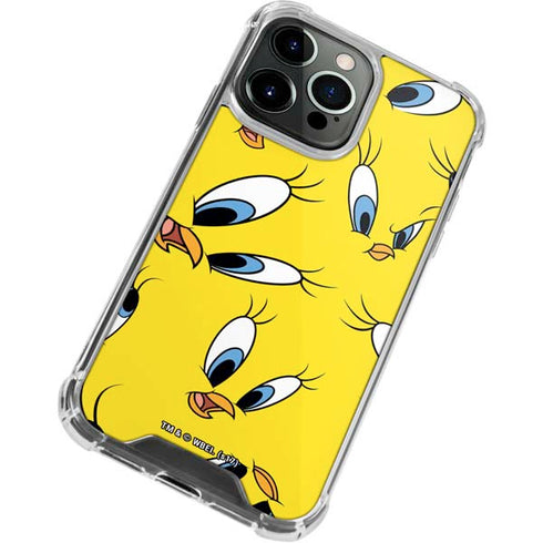Looney Tunes Tweety Bird Super Sized Pattern iPhone 14 Pro Max Clear Case