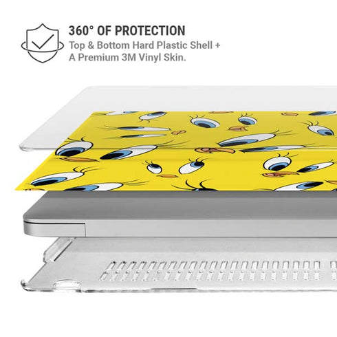 Looney Tunes Tweety Bird Super Sized Pattern MacBook Air 15in (2023-2025) Case plus Skin