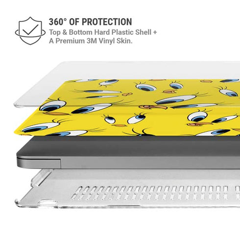 Looney Tunes Tweety Bird Super Sized Pattern MacBook Pro 16in (2021-25) Case plus Skin