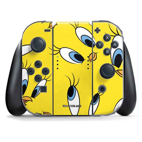 Looney Tunes Tweety Bird Super Sized Pattern Nintendo Switch (2017-2021) Joy-Con Controller Skin