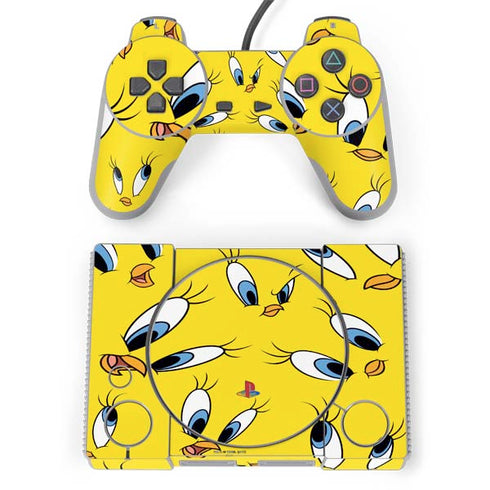 Looney Tunes Tweety Bird Super Sized Pattern PlayStation Classic Bundle Skin