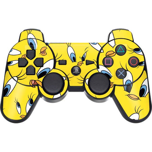 Looney Tunes Tweety Bird Super Sized Pattern PS3 Dual Shock wireless controller Skin