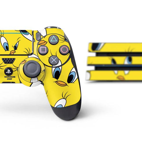 Looney Tunes Tweety Bird Super Sized Pattern PS4 Pro Bundle Skin