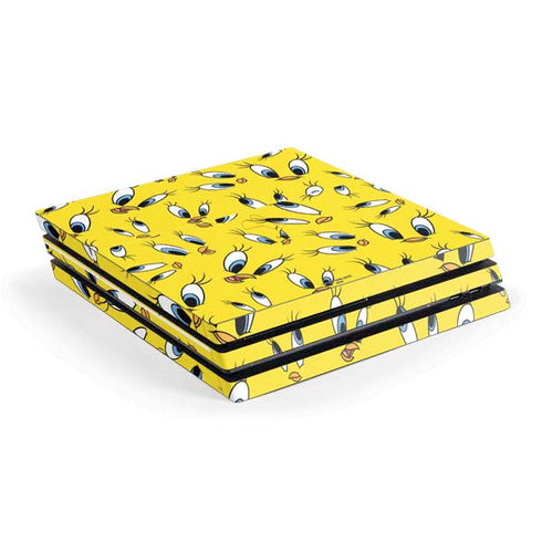 Looney Tunes Tweety Bird Super Sized Pattern PS4 Pro Console Skin