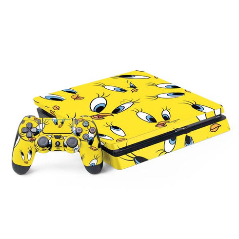 Looney Tunes Tweety Bird Super Sized Pattern PS4 Slim Bundle Skin