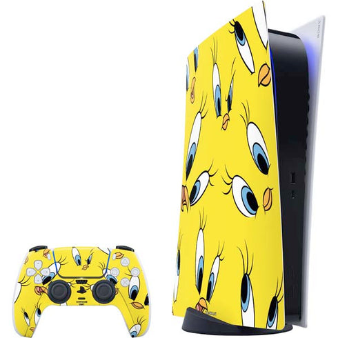Looney Tunes Tweety Bird Super Sized Pattern PS5 Digital Edition Bundle Skin