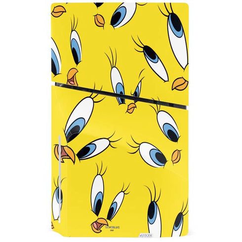 Looney Tunes Tweety Bird Super Sized Pattern PS5 Slim Disk Bundle Skin