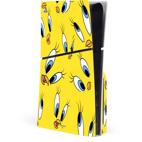 Looney Tunes Tweety Bird Super Sized Pattern PS5 Slim Disk Console Skin