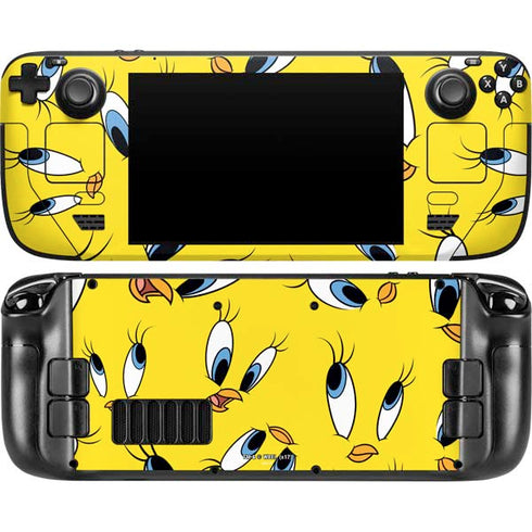 Looney Tunes Tweety Bird Super Sized Pattern Steam Deck Handheld Gaming Computer Skin