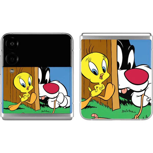 Looney Tunes Tweety Bird Sylvester Ten Cents Galaxy Z Flip4 5G Skin