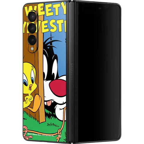 Looney Tunes Tweety Bird Sylvester Ten Cents Galaxy Z Fold3 5G Skin