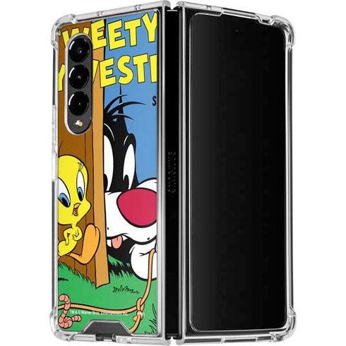 Looney Tunes Tweety Bird Sylvester Ten Cents Galaxy Z Fold4 5G Clear Case