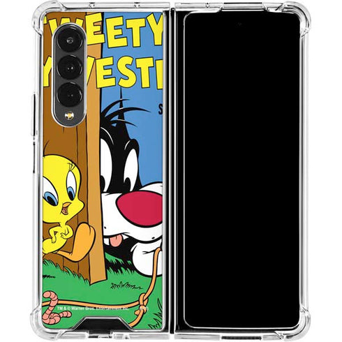 Looney Tunes Tweety Bird Sylvester Ten Cents Galaxy Z Fold4 5G Clear Case