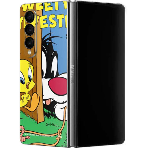 Looney Tunes Tweety Bird Sylvester Ten Cents Galaxy Z Fold4 5G Skin
