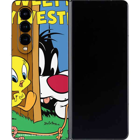 Looney Tunes Tweety Bird Sylvester Ten Cents Galaxy Z Fold4 5G Skin