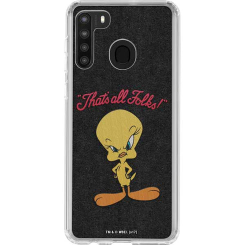 Looney Tunes Tweety Bird Thats All Folks Galaxy A21 Clear Case