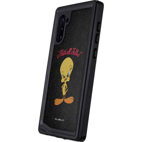 Looney Tunes Tweety Bird Thats All Folks Galaxy Note 10 Waterproof Case