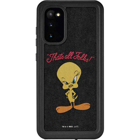 Looney Tunes Tweety Bird Thats All Folks Galaxy S20 Waterproof Case