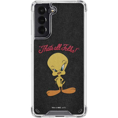 Looney Tunes Tweety Bird Thats All Folks Galaxy S21 5G Clear Case