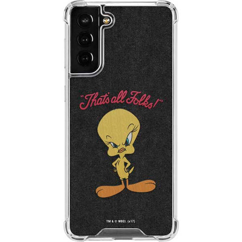 Looney Tunes Tweety Bird Thats All Folks Galaxy S21 FE Clear Case