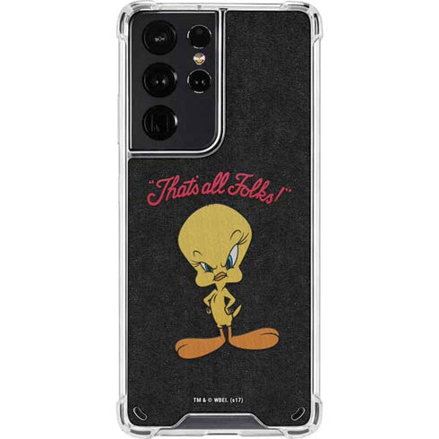 Looney Tunes Tweety Bird Thats All Folks Galaxy S21 Ultra 5G Clear Case