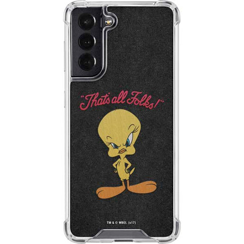 Looney Tunes Tweety Bird Thats All Folks Galaxy S22 Clear Case