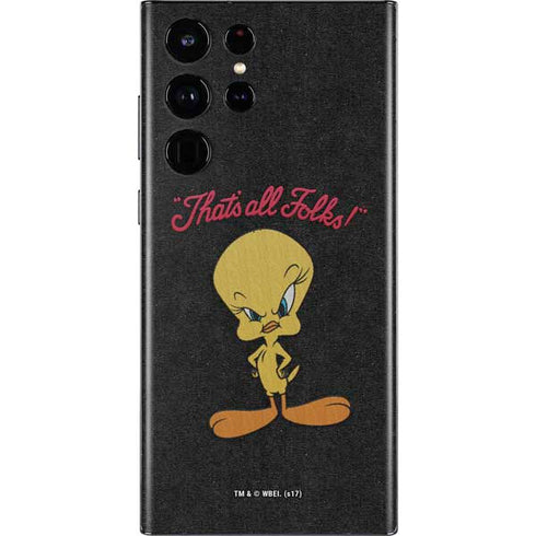 Looney Tunes Tweety Bird Thats All Folks Galaxy S22 Ultra Skin