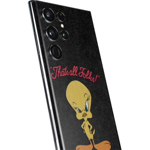 Looney Tunes Tweety Bird Thats All Folks Galaxy S22 Ultra Skin