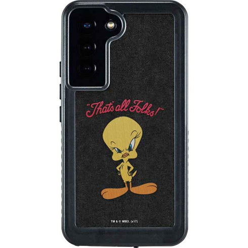 Looney Tunes Tweety Bird Thats All Folks Galaxy S23 Plus Waterproof Case