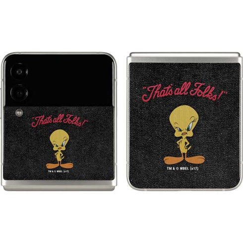 Looney Tunes Tweety Bird Thats All Folks Galaxy Z Flip3 5G Skin