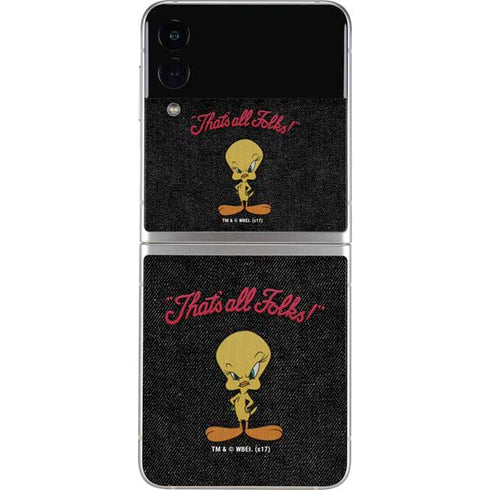Looney Tunes Tweety Bird Thats All Folks Galaxy Z Flip4 5G Skin