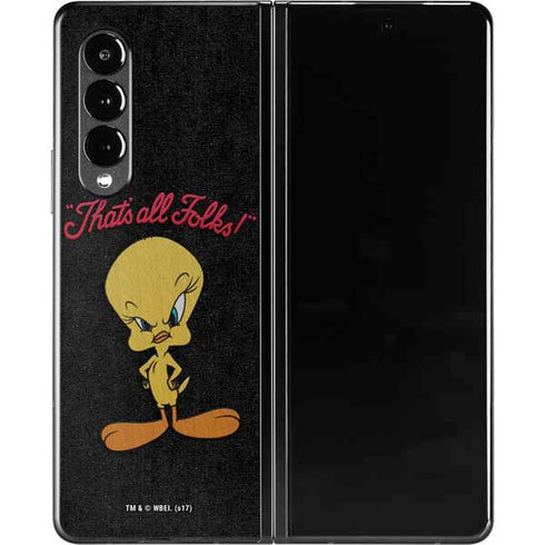 Looney Tunes Tweety Bird Thats All Folks Galaxy Z Fold3 5G Skin