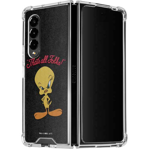 Looney Tunes Tweety Bird Thats All Folks Galaxy Z Fold4 5G Clear Case