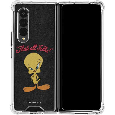 Looney Tunes Tweety Bird Thats All Folks Galaxy Z Fold4 5G Clear Case