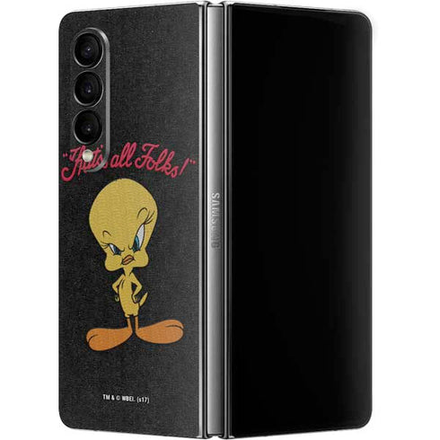 Looney Tunes Tweety Bird Thats All Folks Galaxy Z Fold4 5G Skin