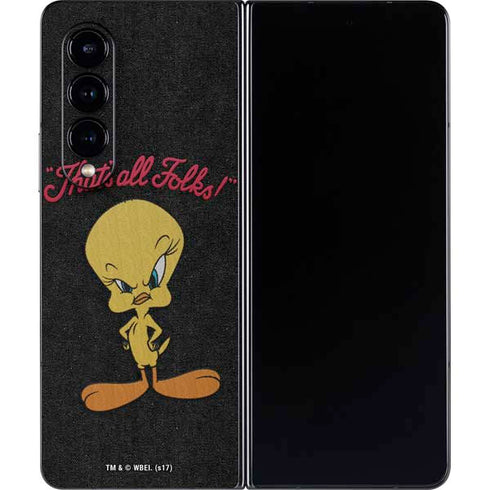 Looney Tunes Tweety Bird Thats All Folks Galaxy Z Fold4 5G Skin
