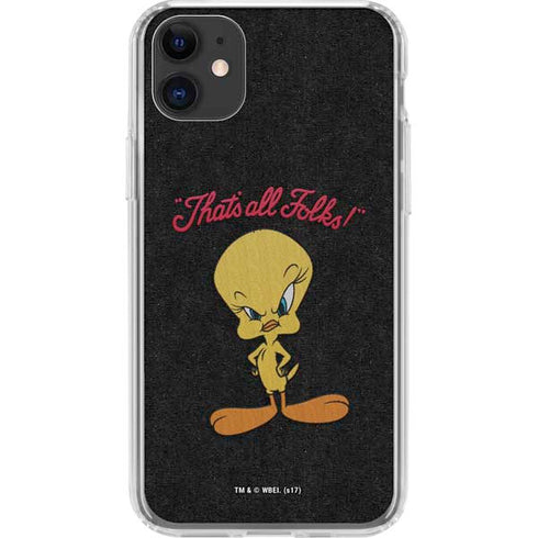Looney Tunes Tweety Bird Thats All Folks iPhone 11 Clear Case