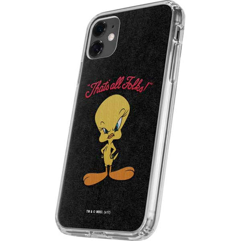 Looney Tunes Tweety Bird Thats All Folks iPhone 11 Clear Case