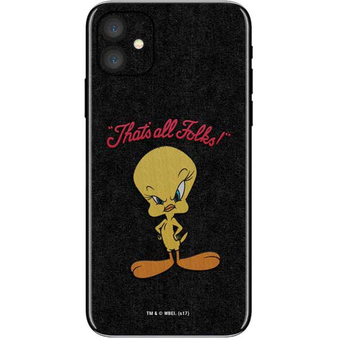 Looney Tunes Tweety Bird Thats All Folks iPhone 11 Skin