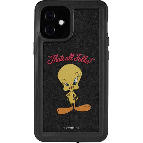 Looney Tunes Tweety Bird Thats All Folks iPhone 12 Mini Waterproof Case