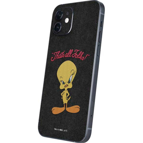 Looney Tunes Tweety Bird Thats All Folks iPhone 12 Skin