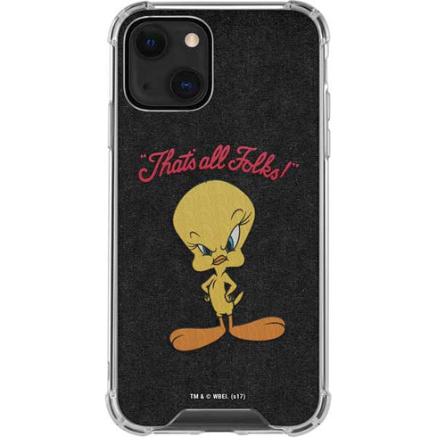Looney Tunes Tweety Bird Thats All Folks iPhone 13 Mini Clear Case