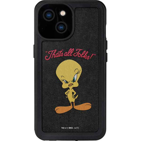 Looney Tunes Tweety Bird Thats All Folks iPhone 13 Mini Waterproof Case