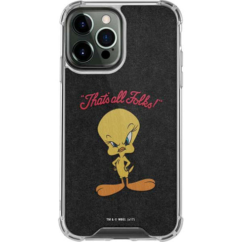 Looney Tunes Tweety Bird Thats All Folks iPhone 13 Pro Max Clear Case