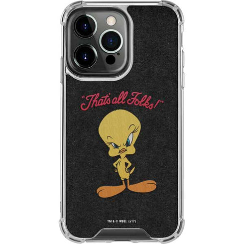 Looney Tunes Tweety Bird Thats All Folks iPhone 14 Pro Clear Case