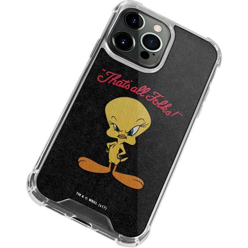 Looney Tunes Tweety Bird Thats All Folks iPhone 14 Pro Clear Case