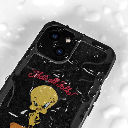 Looney Tunes Tweety Bird Thats All Folks iPhone 15 Waterproof Case