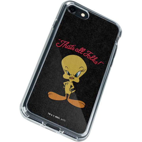 Looney Tunes Tweety Bird Thats All Folks iPhone SE (2nd & 3rd Gen) Clear Case