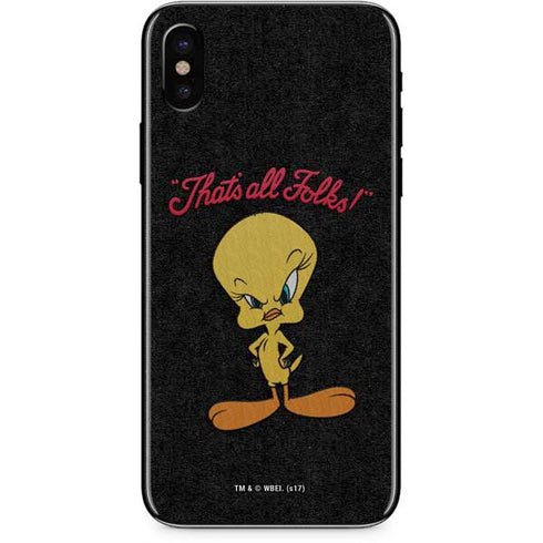 Looney Tunes Tweety Bird Thats All Folks iPhone X Skin