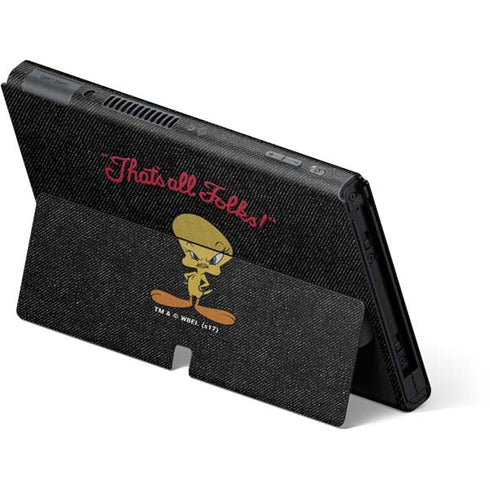 Looney Tunes Tweety Bird Thats All Folks Nintendo Switch OLED (2021) Skin